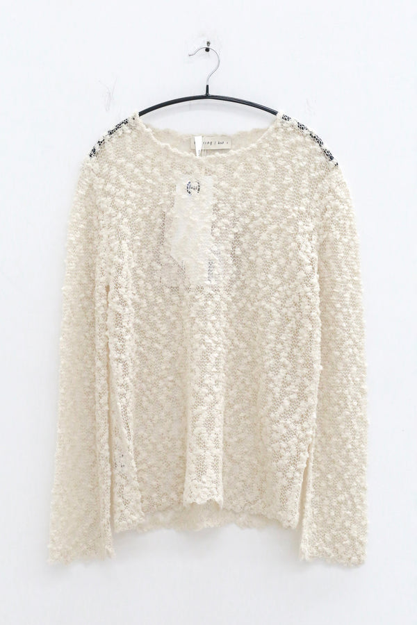 SWAYING 25 Autumn and Winter Grid Hollow Cardigan SW-SW25AW1T12C1S2-BAI White
